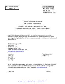 MIL MIL-STD-6018B Notice 1 - Administrative 1 PDF