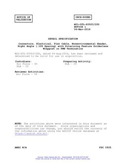 MIL MIL-DTL-83503/20D Notice 1 - Validation 1 PDF