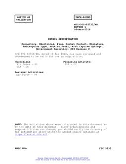 MIL MIL-DTL-83733/4D Notice 1 - Validation 1 PDF