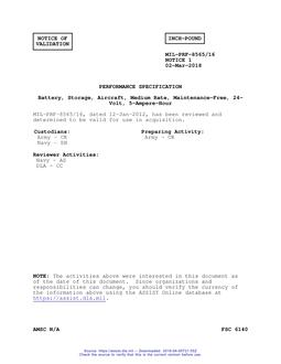 MIL MIL-PRF-8565/16 Notice 1 - Validation 1 PDF