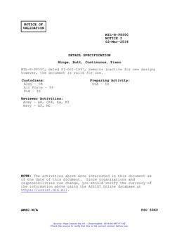 MIL MIL-H-9850C Notice 2 - Validation 1 PDF